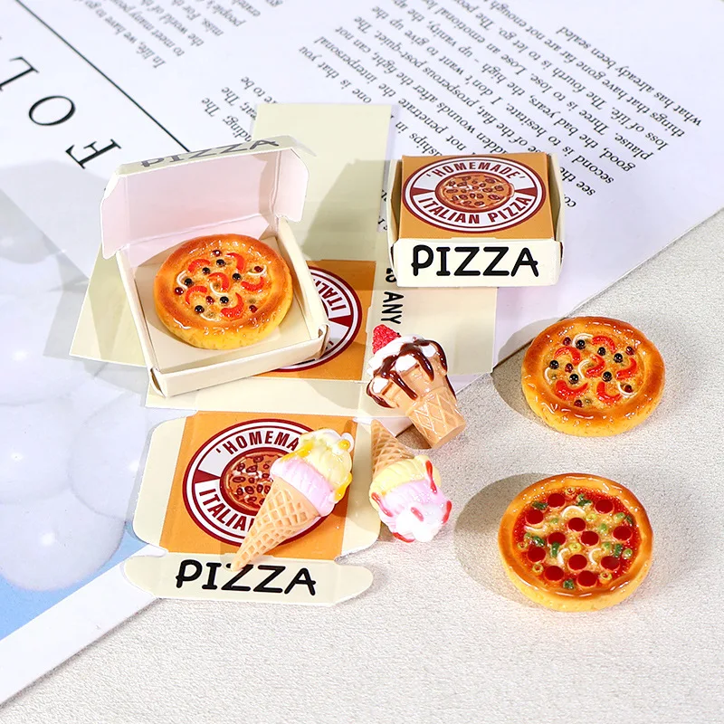 Best  Mini Cheese Pizza Miniature Food ToydiyCream Glue Accessories Dollhouse Kitchen Decoration Small Ornaments