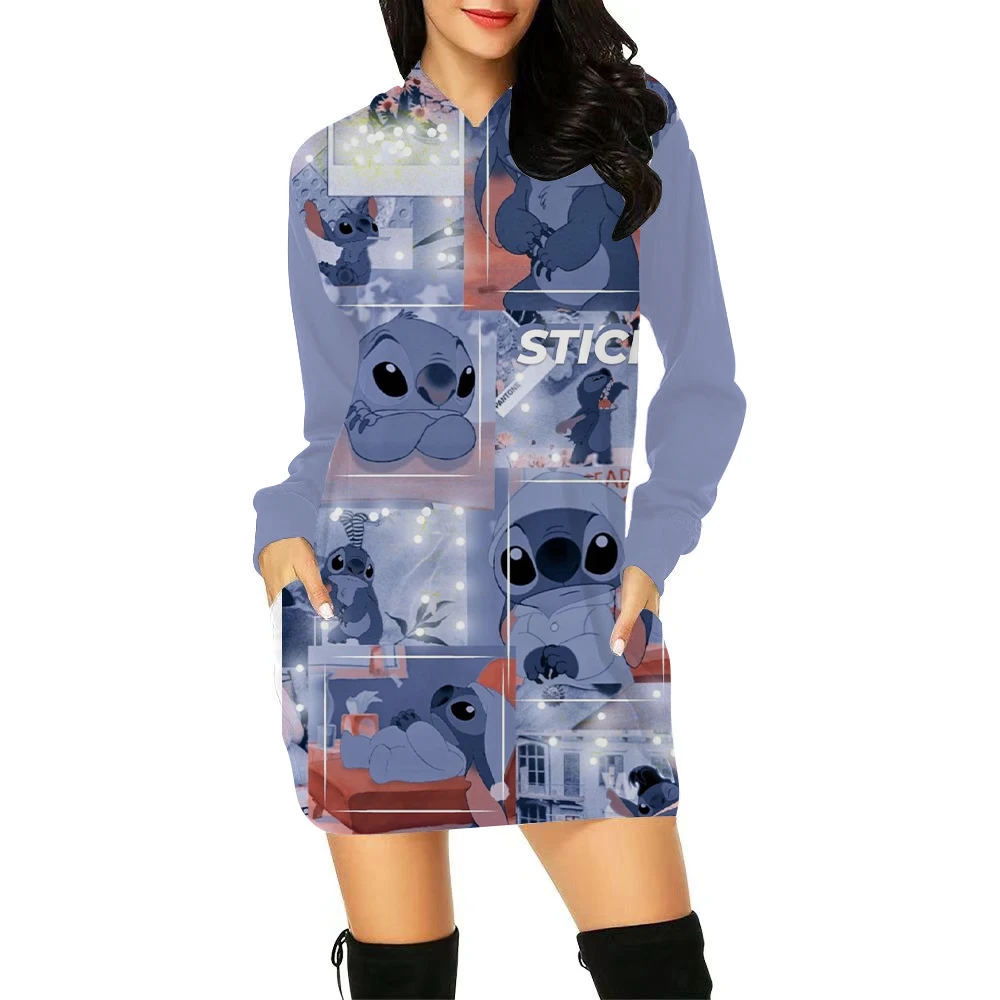 

Mini Dress Chic Woman Evening Sweater Dress Sexy Hoodie Clothes Long Sleeves Kawaii Disney Dresses Elegant Women 2022 Stitch Y2k