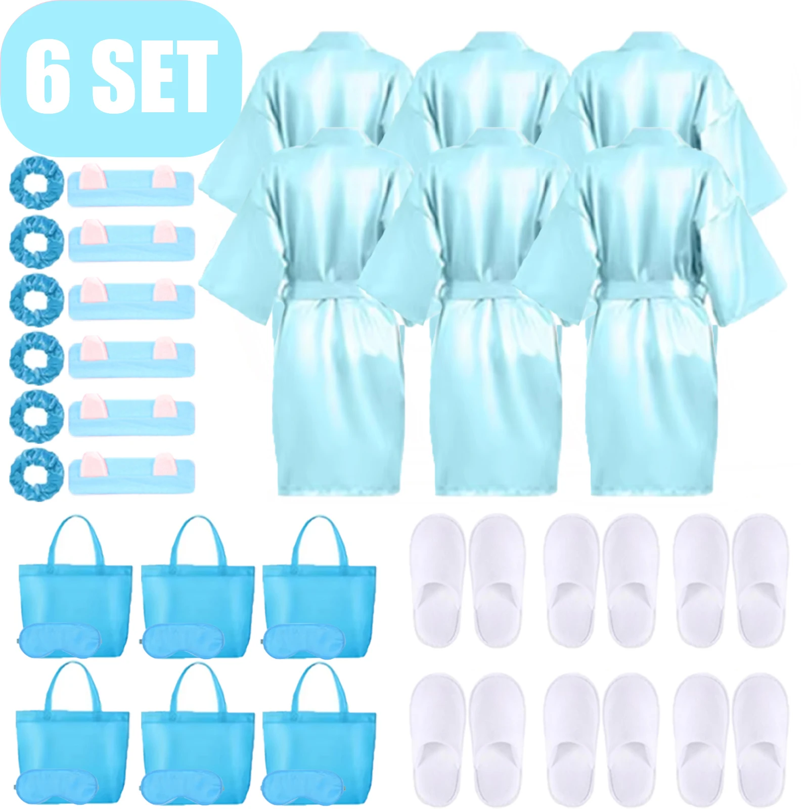 15-6Set Spa Party Badjas voor Meisjes Kinderen Verjaardagsfeestje Benodigdheden Pyjama Party Favoren Spa Jassen Wasbak voor Voetspa