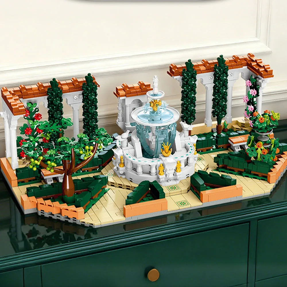 

Idea City Fountain Square Building Block Street View Construction Bricks streetscape Educational Toys Collection For Gifts