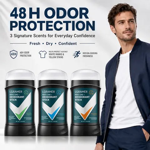 Men Deodorant Stick 48H Long Lasting Fragrance Quick Dry Anti Sweat Body Odor Removal Solid Deodorant For Male Daily Sports Use