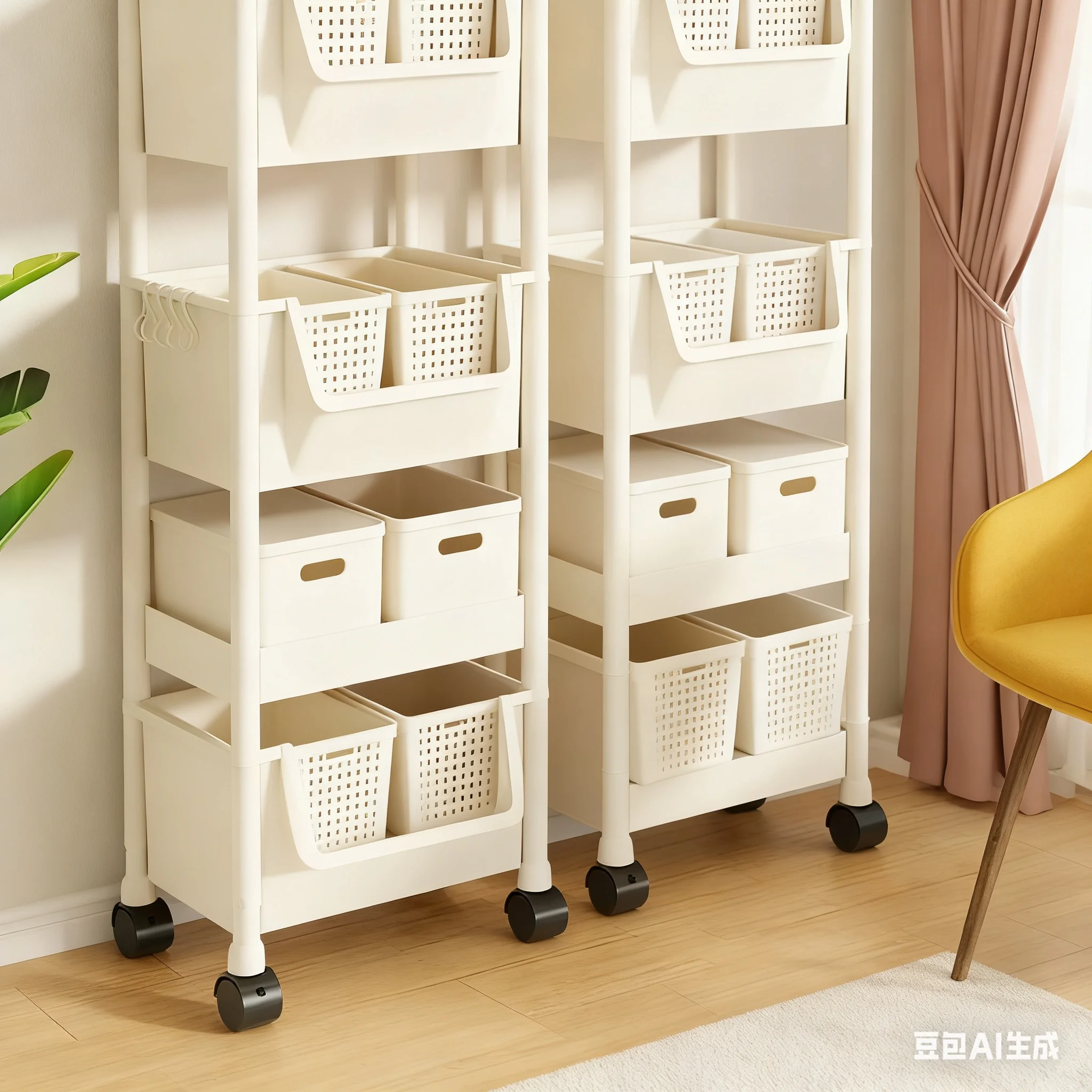 متعددة الطبقات وجبات خفيفة عربة غرفة المعيشة المتنقلة رف الكتب مع عجلات الحمام المطبخ ضيق شق خزانة عربة بلاستيكية المنظم #5