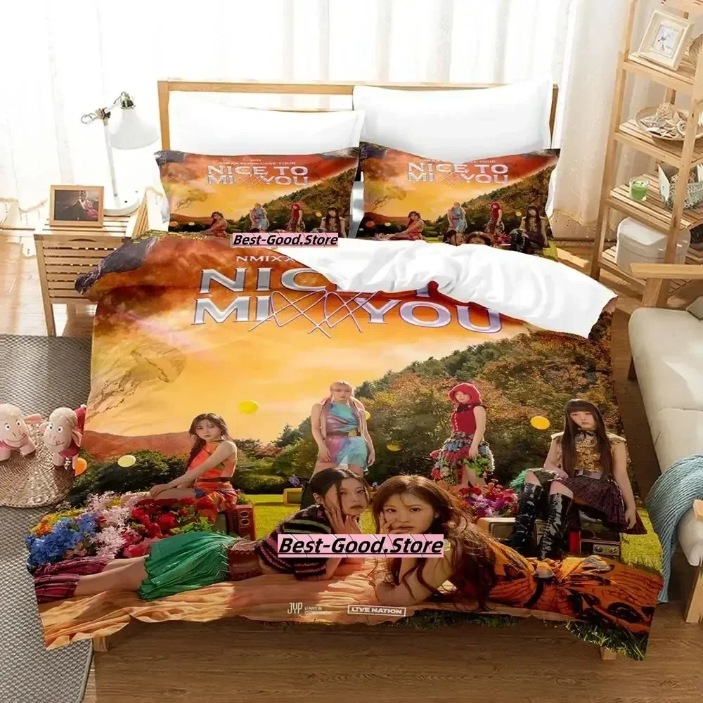 

2023 Kpop NMIXX Bedding Set Duvet Cover Sheet Printed Bed Set Pillowcase Bed Full Queen King Size Comforter Bedroom