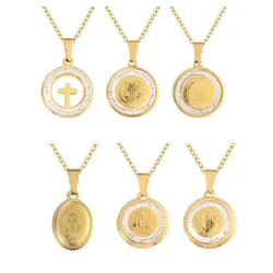 Gold Color Religion Necklace Stainless Steel Simple Classic Jewelry for Women Men Wholesale