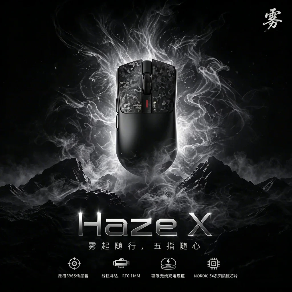 Беспроводная игровая мышь IPI HAZEX FOG PAW3955, трехрежимная, 8K, с электромагнитным микроприводом, 2.4G Bluetooth, для киберспорта.