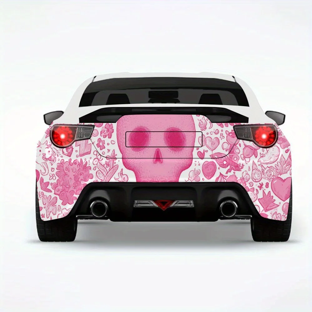 

Cute Pink Skull with Various Car Sticker,Vinyl Decal for Car Rear, Waterproof Self-Adhesive Vinyl Stickers for Vehicle Tail and