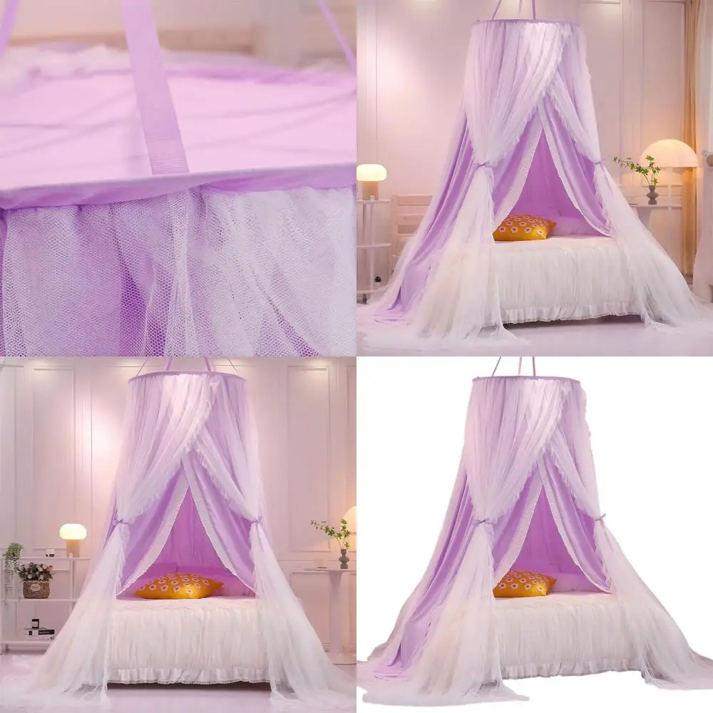 

Купольная шторка-балдахин для кровати для девочек и взрослых, белая москитная сетка в стиле сказки, милый декор для спальни в стиле замка и игровая палатка