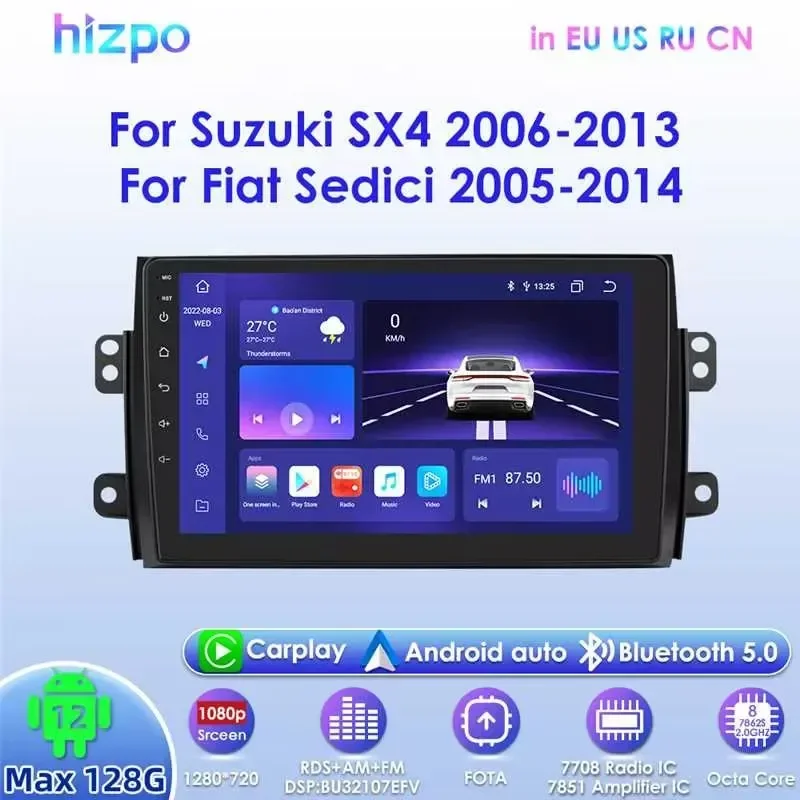 

Hizpo Android Auto Car Radio for Suzuki SX4 2006 - 2013 Fiat Sedici 2005 - 2014 Multimedia BT 4G CarPlay DSP RDS GPS Navigation