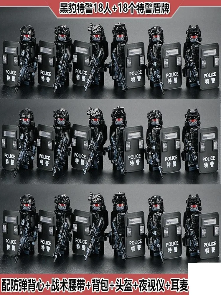 Militärfiguren der Spezialeinheiten, Ghost-Swat-Soldaten, die Bausteine zusammenbauen, explosionsgeschützte Polizei-Bausteine, Ghost-Swat – Detail 5