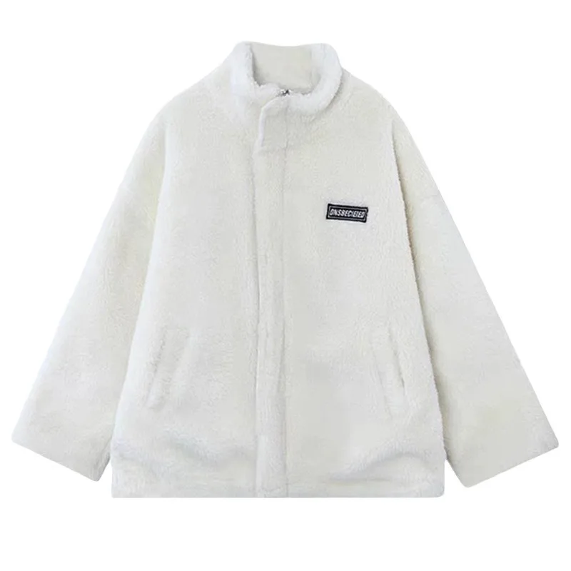 Women Winter Thicken Lamb Wool Coat Faux Fur Warm Stand Collar Outerwear Female Zipper Loose Jacket Full Sleeved Sweatshirts