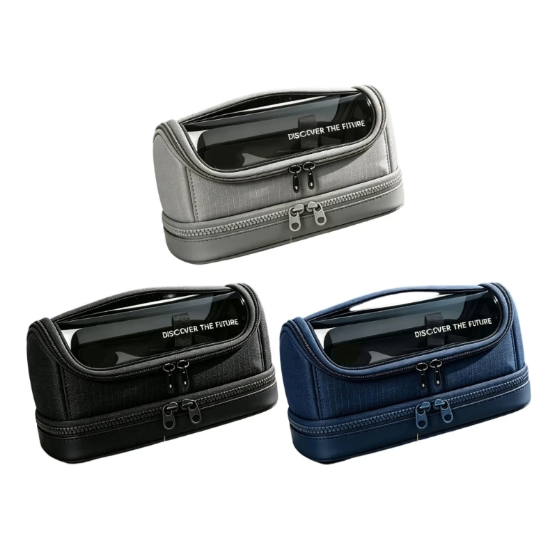 Q6PA Two-Section Pencil Case with Clear PVC Window, Roomy Interior and Structured for Classroom Study Supplies
