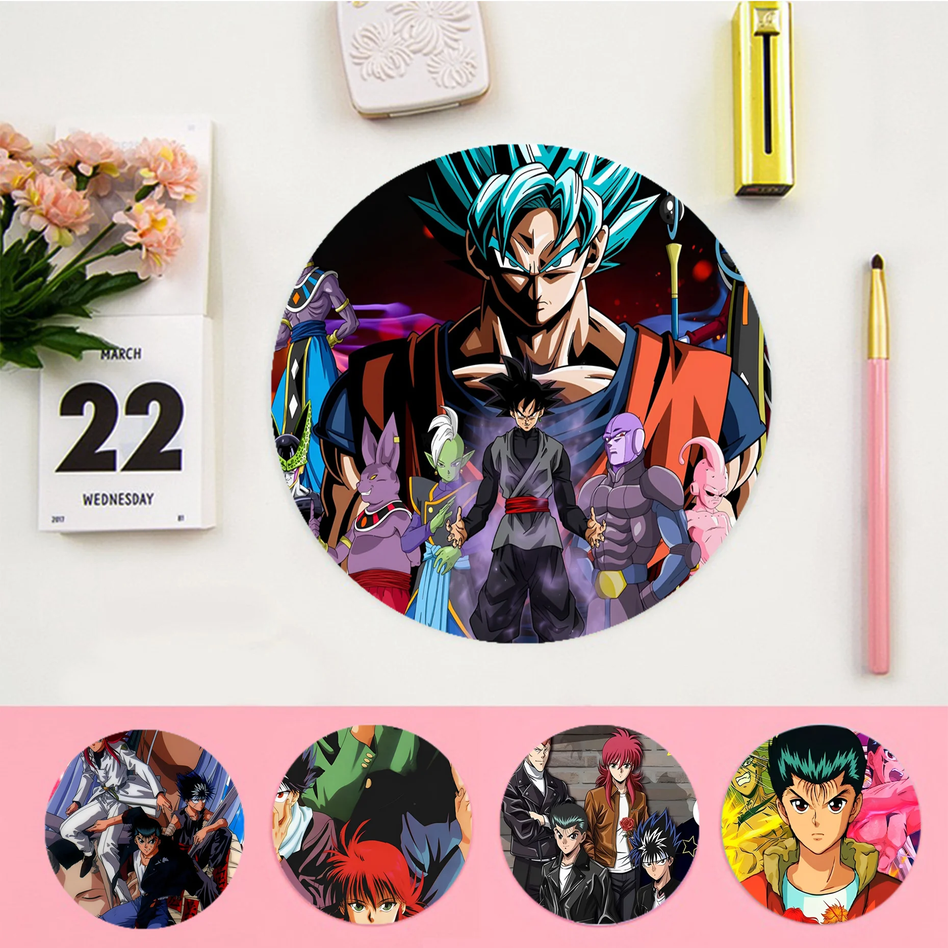 Anime YuYu Hakusho Mousepad Round Custom Skin Office Computer Desk Mat Table Keyboard Big Mouse Pad Laptop Cushion Non-slip