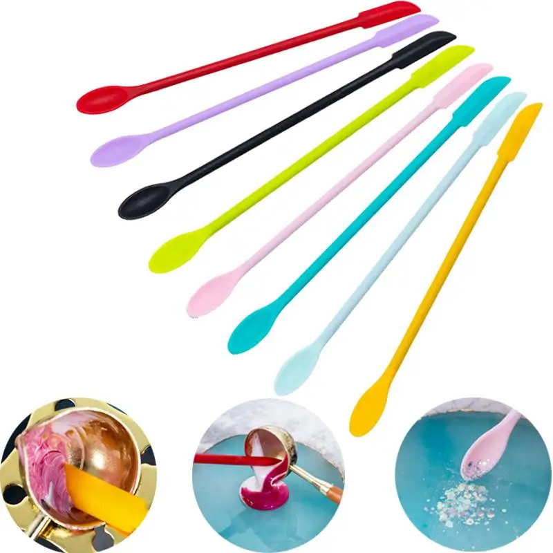 2pcs/1pc Double-Headed Seal Wax Stamp Scraper Heat Resistant Multifunctional Dip Spoon Powder Cleaning Silicone Spoon Mixing Rod