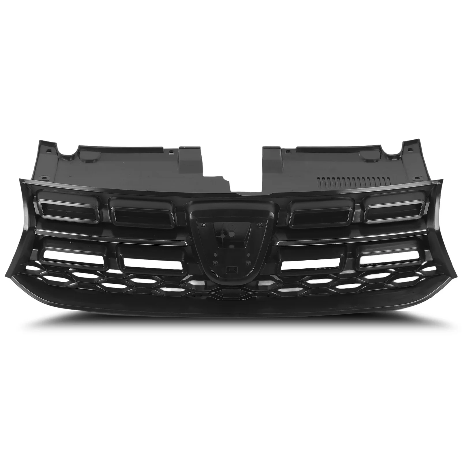 623107554R Chrome Front Bumper Grille, Radiator Mesh Panel With Decor Strip For Dacia Sandero MK2 Facelift 2017‑2020