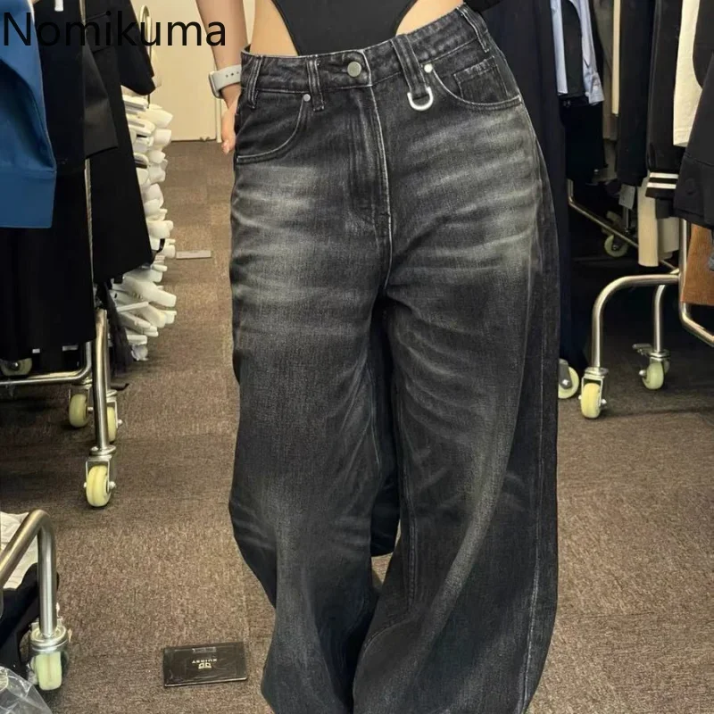 Pantalones de pierna ancha para mujer, Jeans sueltos de cintura alta, moda urbana Vintage, Harajuku Y2K, Otoño e Invierno