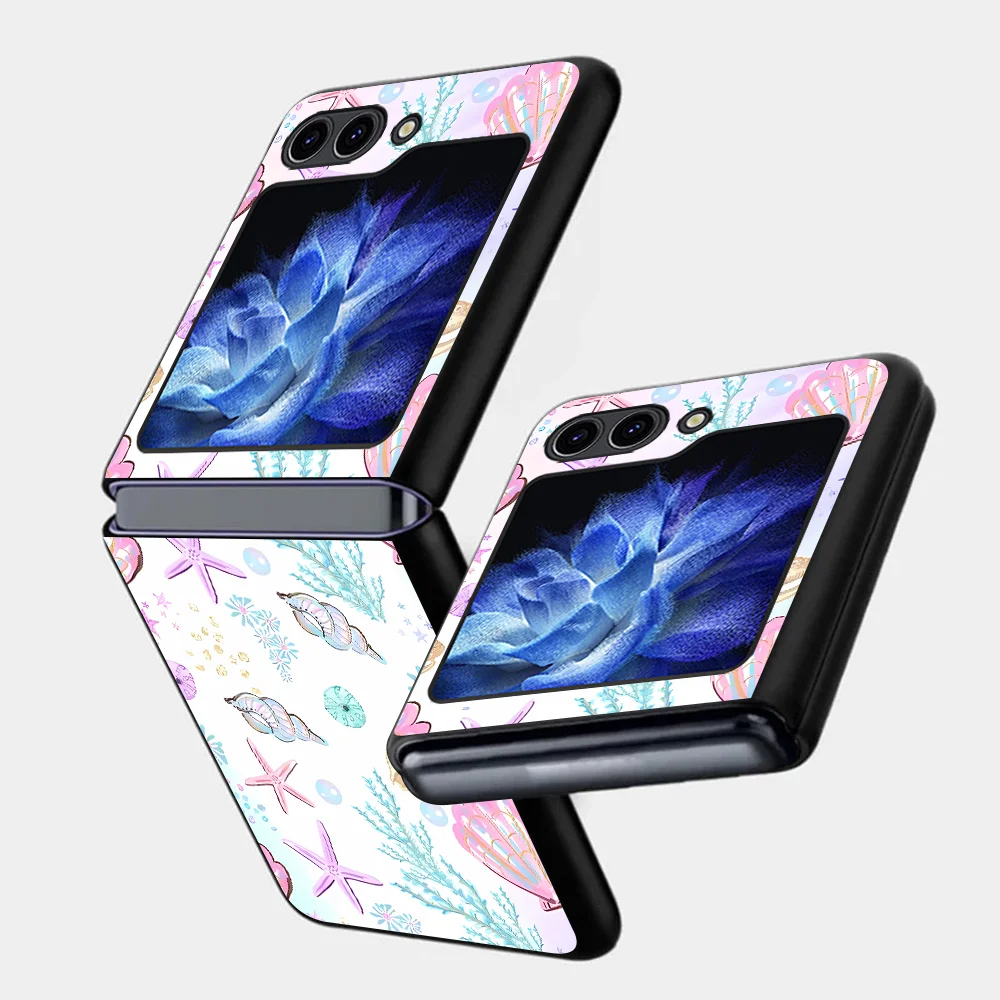 Cover Funda Phone Case for Samsung Galaxy Z Flip 8 Z Flip 7 ZFlip 6 ZFlip3 ZFlip7 FE ZFlip4 ZFlip5 Blue Ocean Shell Fashion