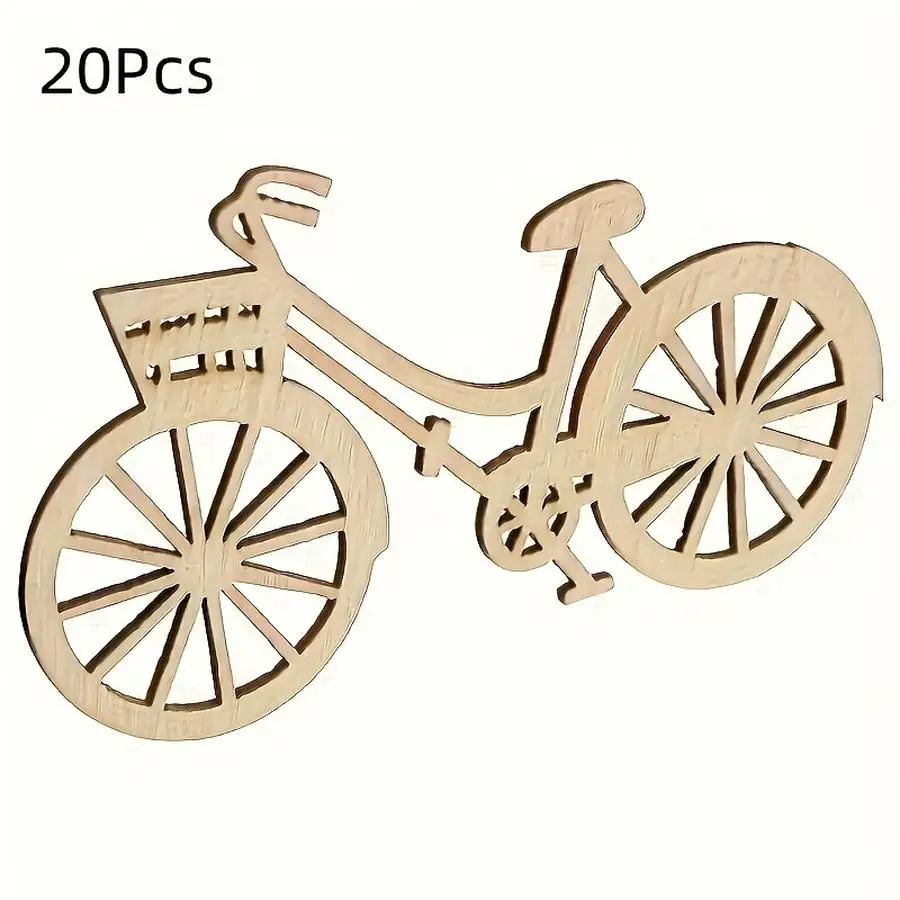 1/5/10/20/50/100pcs 20-Piece Set, Bicycle-Shaped Wood Chips, DIY Crafts, Handmade Artwork, Creative Nostalgic Decorations, Suita