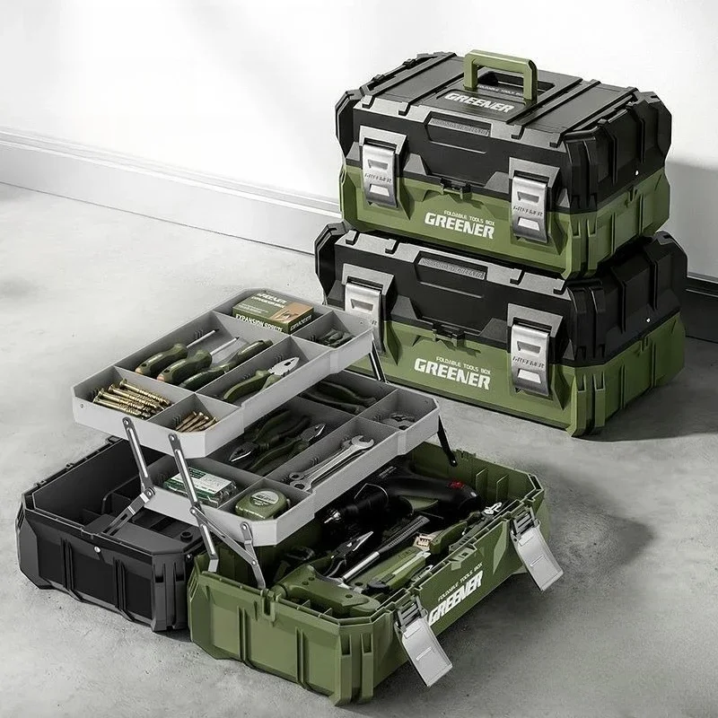 3 Layer Tool Storage Case Foldable Portable Tools Organizer Suitcase Household Large Capacity Toolbox Electrician Tool Box