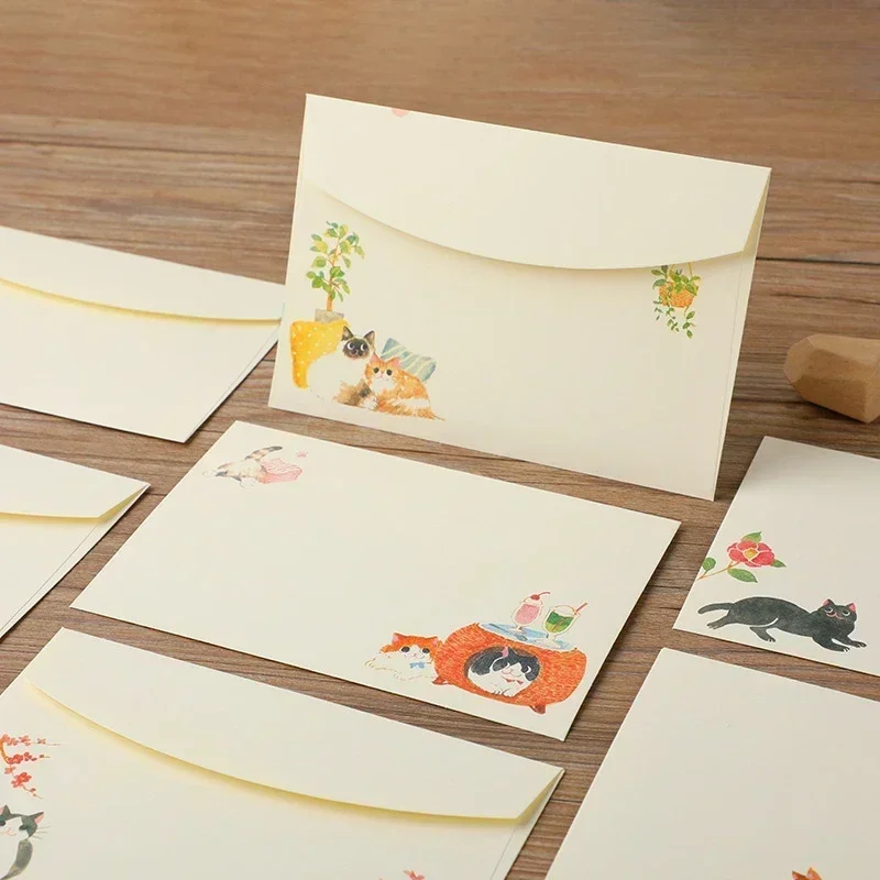 10 pz Buste Kawaii per Blocchi per Lettere Gatti Simpatici Lettera Pad Copertura FAI DA TE Festa di Nozze Invito Carta di Copertura Confezione Regalo di Cancelleria