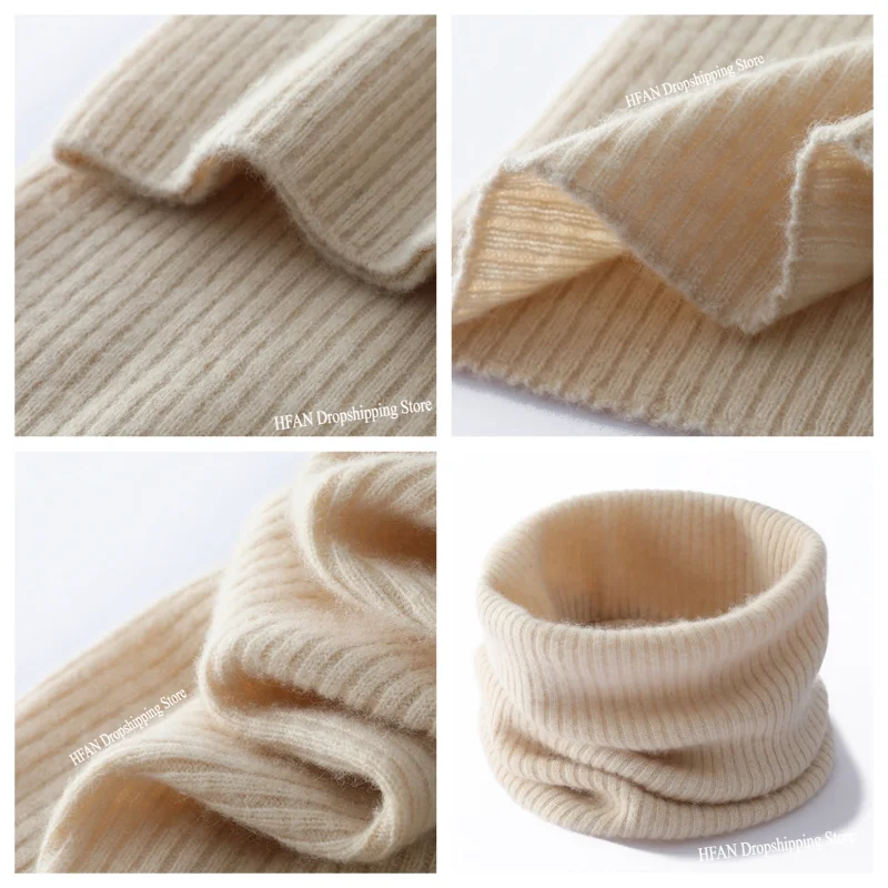 Unisex Winter Casual Outdoor Knitted Snood Solid Color Simplicity Comfortable Knitting WoolFashion Universal Neck Warmer Scarves