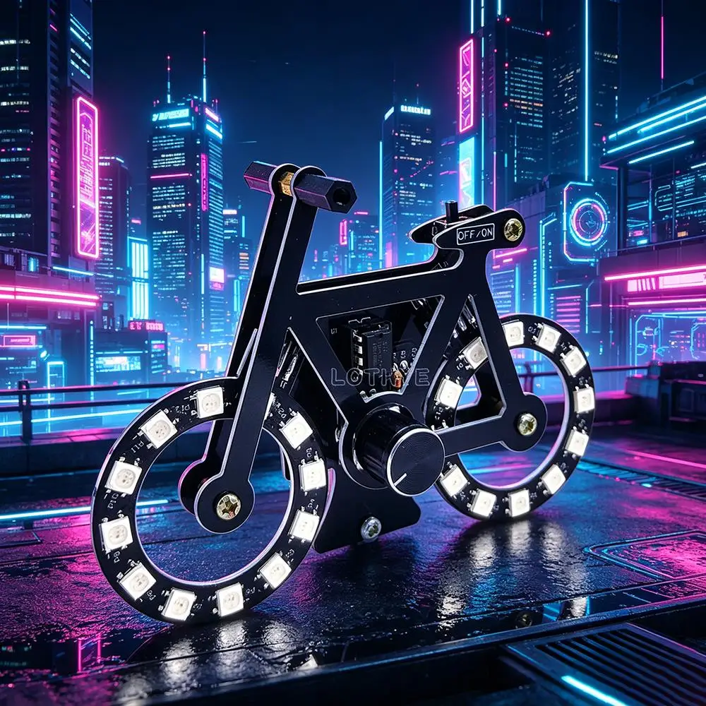 DIY Electronic Kit Bike Welding Practice 7 Color Variations LED Flowing Water Bicycle Soldering Project School Training