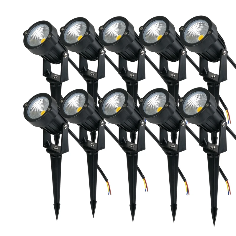 4/10pcs LED Landscape Lights Spike Lawn Lamps 220V5W Waterproof Garden Pathway Lights Walls Trees Flags Outdoor Spotlights with