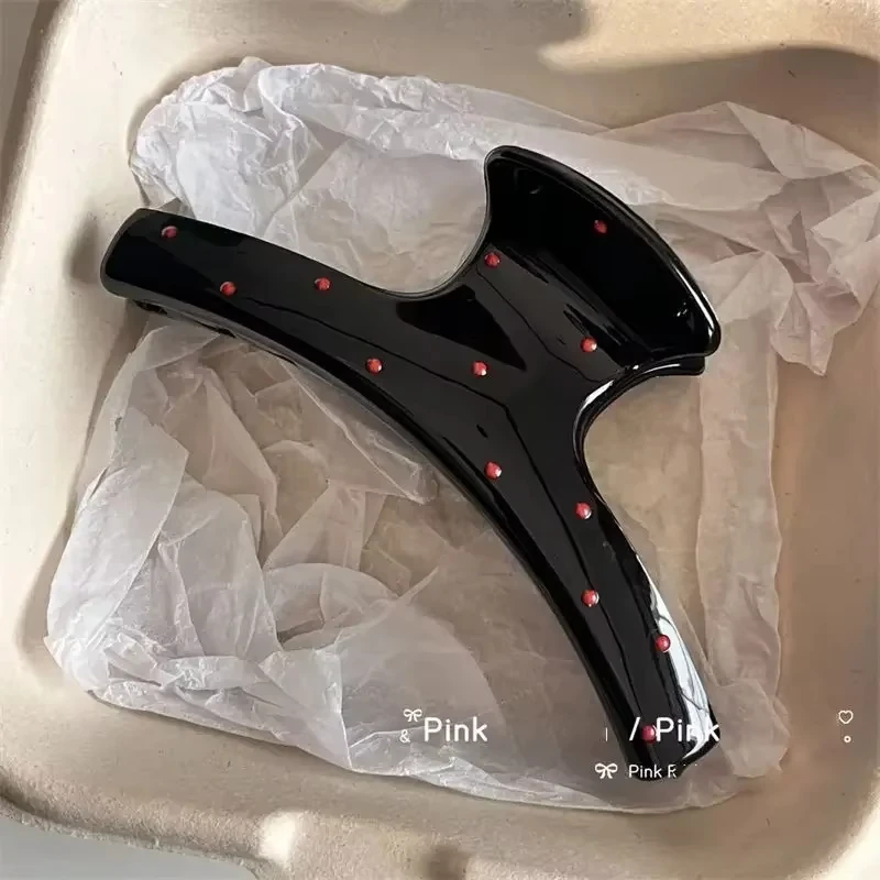1pcs Vintage Elegant Polka Dot Red Bow Hair Clip Shark Claw Clamp Hairpin Barrette Korean Hair Headwear Accessories for Women