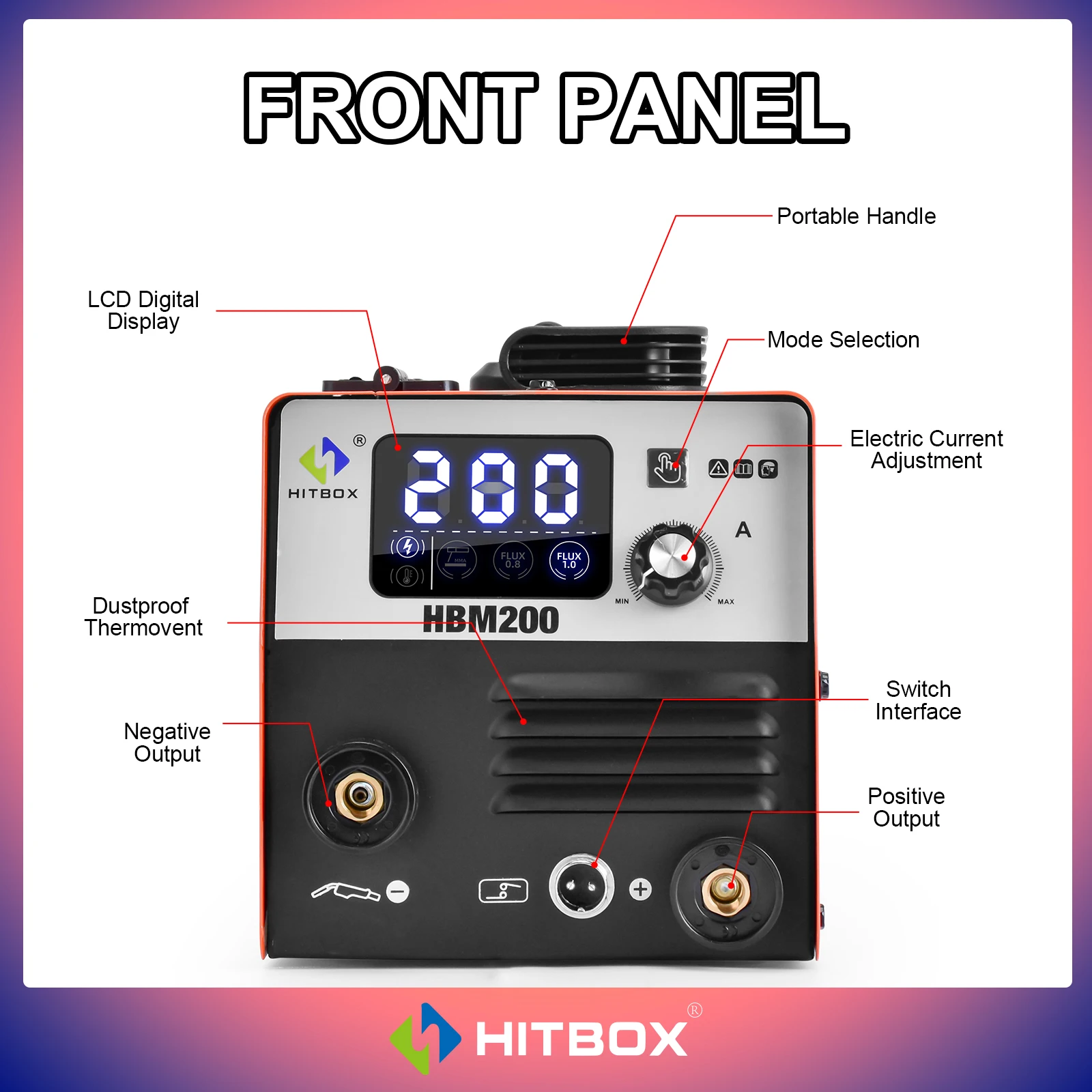 HITBOX 3 IN 1 MIG Welder HBM200 Semi-automatic Welding Machine MMA/ARC TIG WelderInverter Welder Mig-gasless Portable for Home