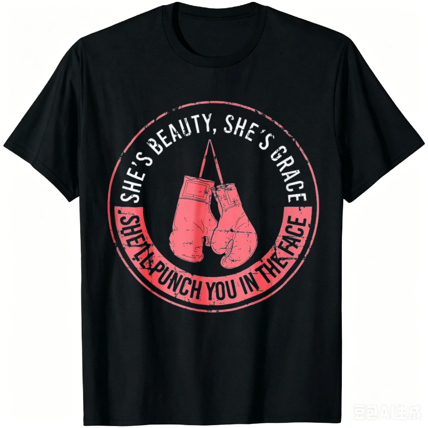 She'll Punch You in The Face Boxing Girl Kickboxing Boxing T-Shirt Cotton Summer Casual T Shirt Graphic T Shirts Camiseta