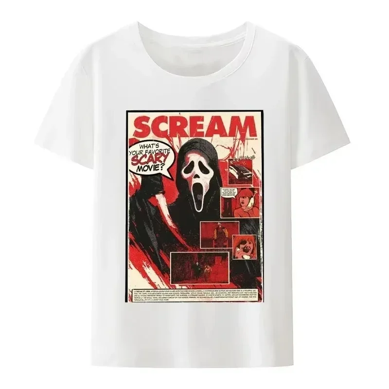 Hallowmas Horror Print T Shirt Casual Loose Women Men Cotton Tee Blouse Soft O Neck Short Sleeve Pullover Clothing