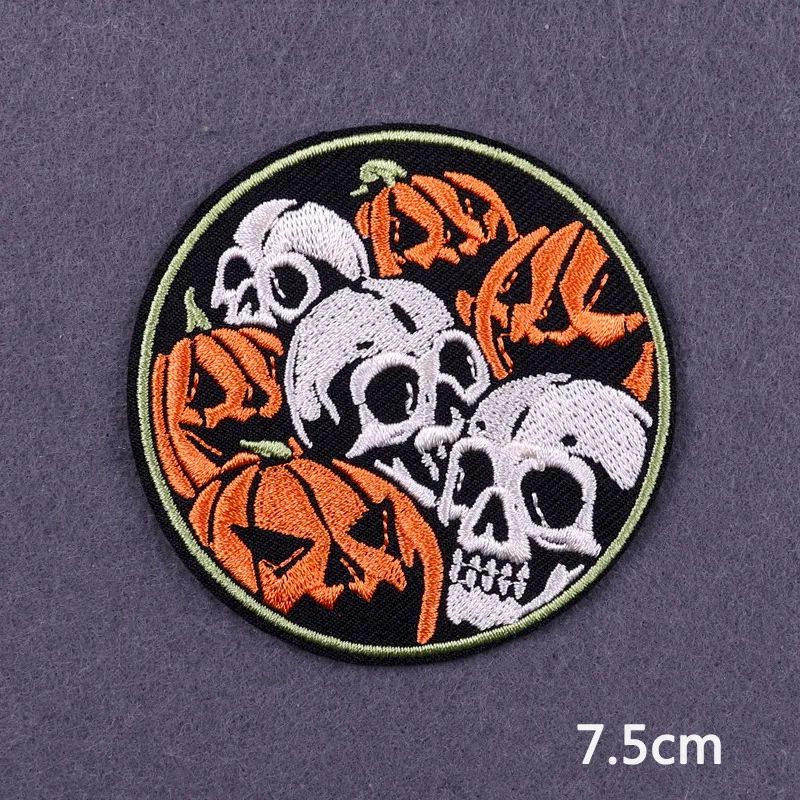 Flamme Schädel Patch Kleidung Punk Bestickt Patches Für Kleidung Eisen Auf Patch Auf Kleidung Thermoadhesive Patches Jacke Abzeichen DIY – Detail 16