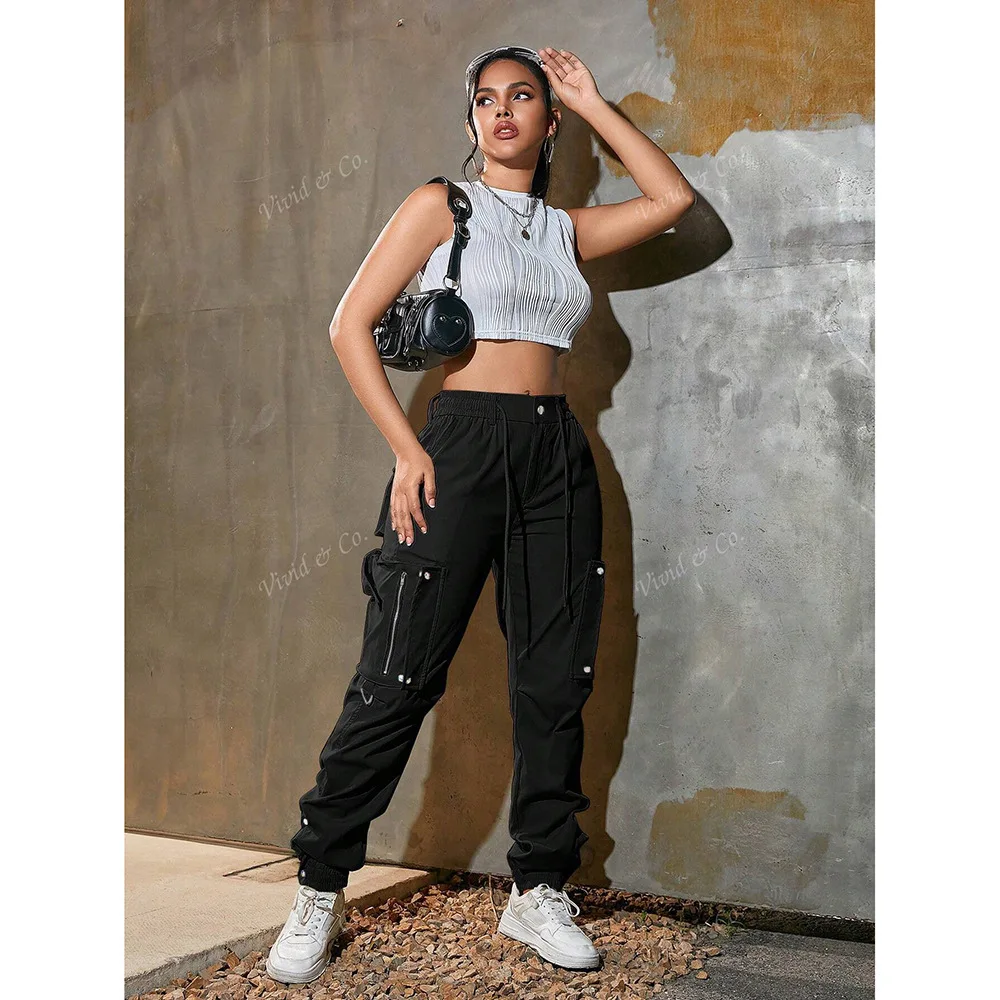 2026 Cross-Border Trendy Biker Cargo Pants - Women's Spring Autumn New Loose Multi-Pocket Casual Bestseller
