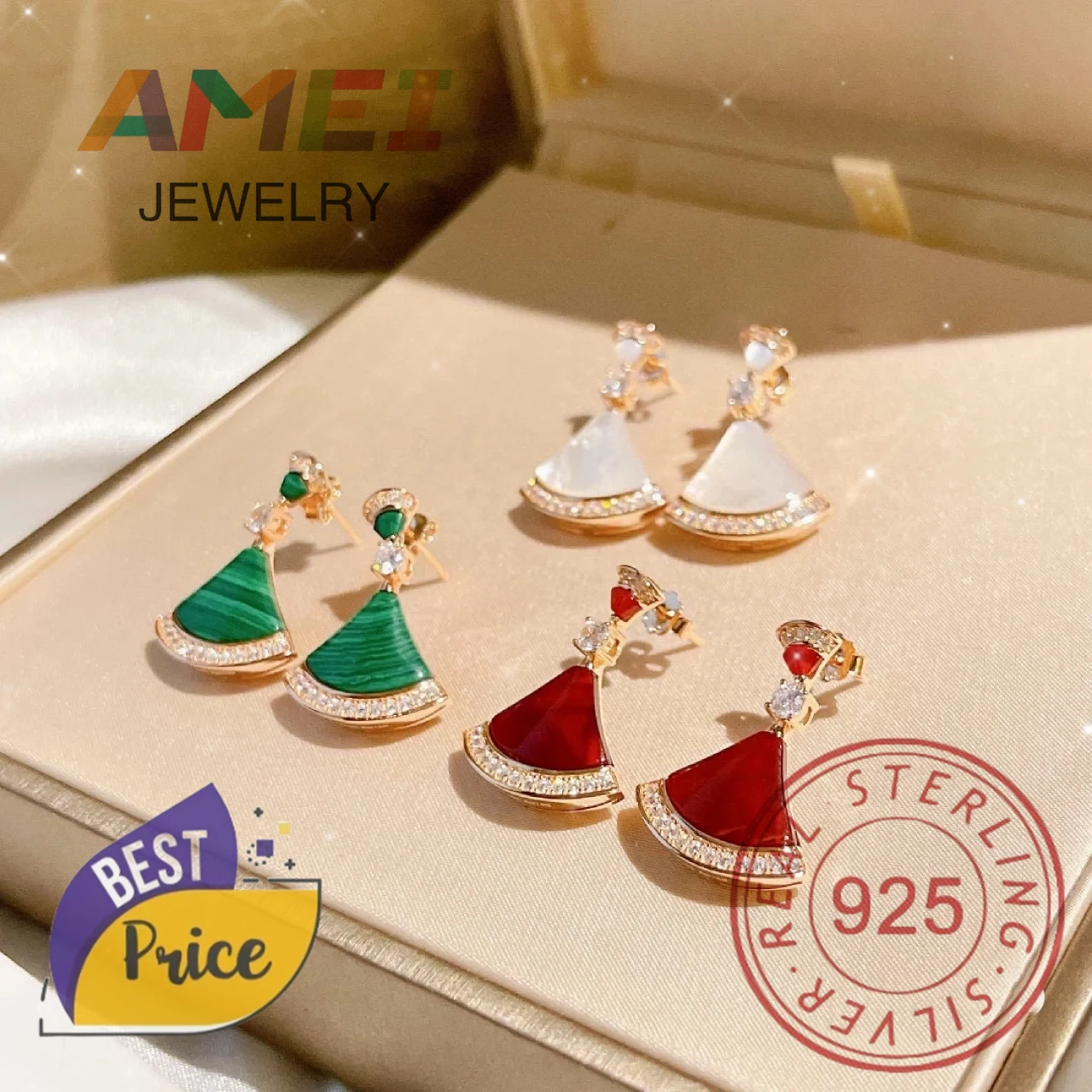 

1: 1 Customized Fashion Trend Brand Jewelry Classic Fan shaped Ceramic Women's Pendant Earrings Birthday Party Gifts