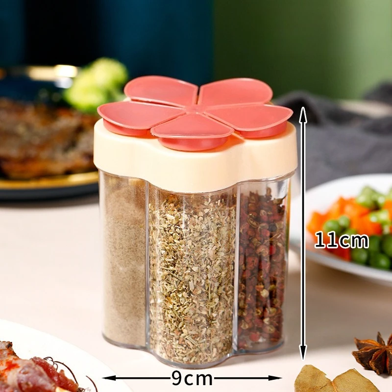 5-in-1 Seasoning Jar Airtight Travel Spice Container Clear Easy Cleaning Portable Convenient Seasoning Container Camping Gadget