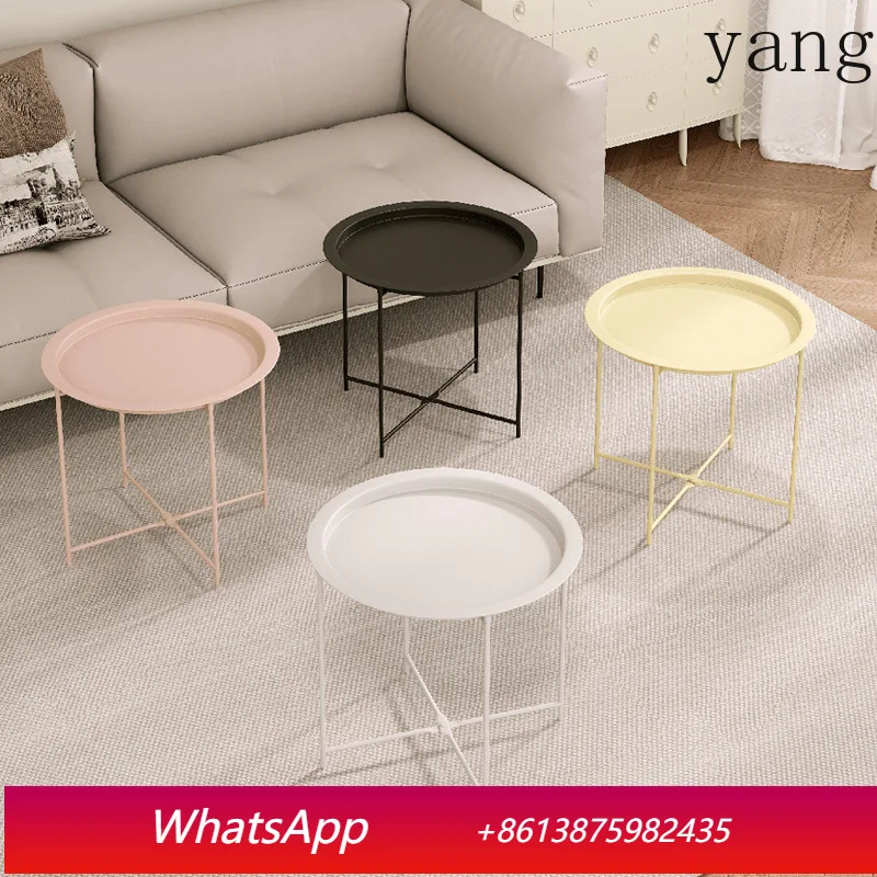 

LTT Home Simple Coffee Table Home Living Room Bedroom Small Round Table Idea Foldable Bedside Table