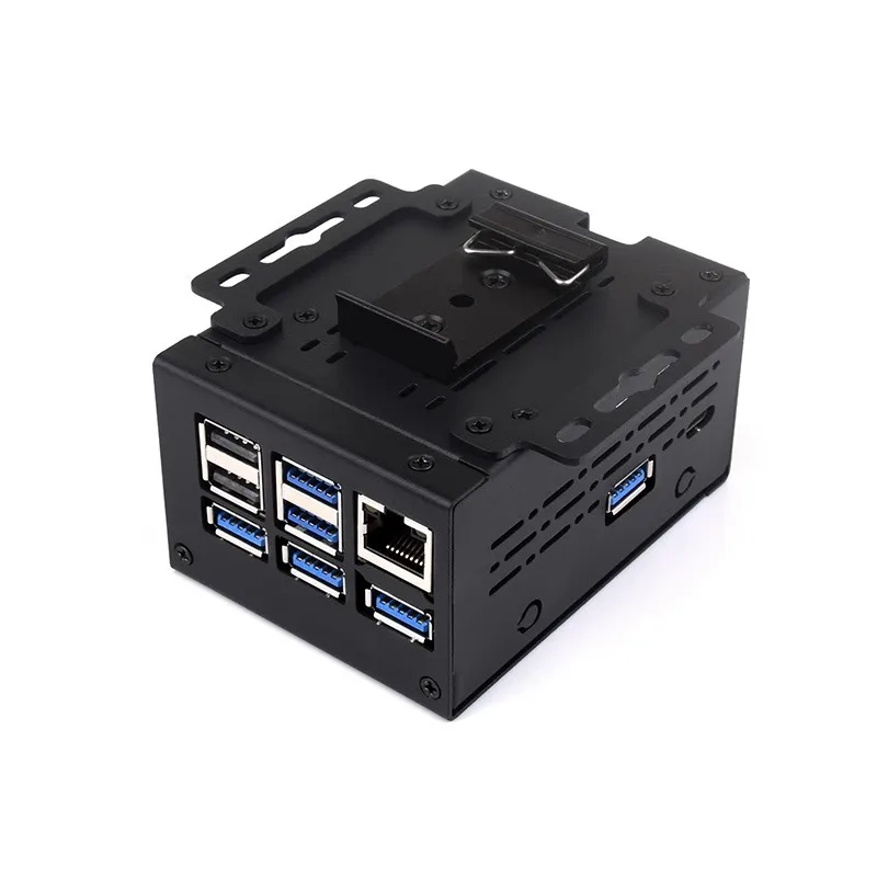 

Корпус для Raspberry Pi 5, промышленный металлический корпус для настенного крепления на DIN-рейку с большим пространством для платов расширения и охлаждения