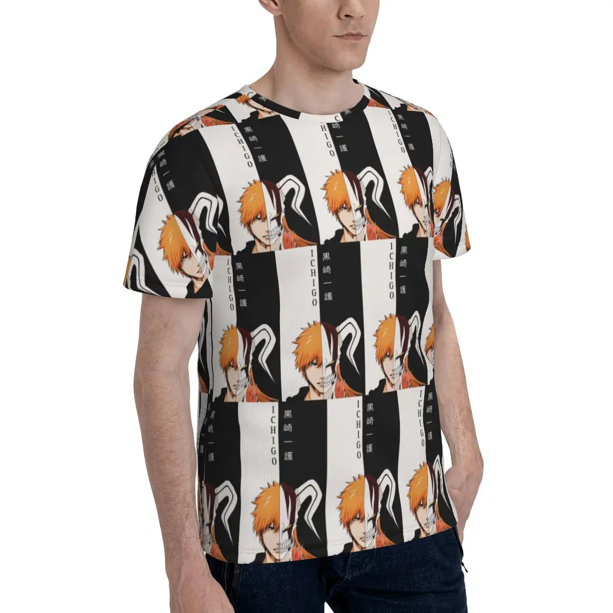 Ichigo Kurosaki Anime Bleach T-Shirt for Men Cotton T Shirts Men's Short Sleeve O-Neck Summer Clothes Tops