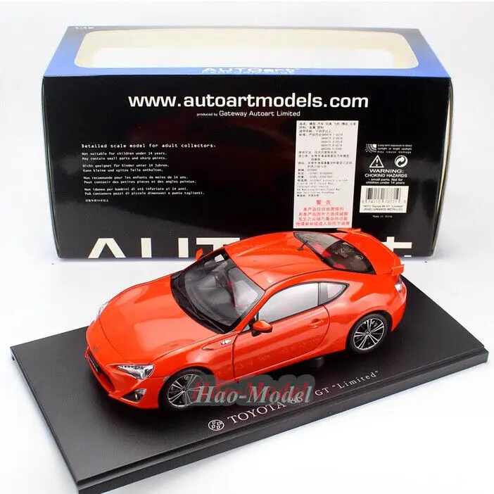 Autoart 1/18 For Toyota 86 GT Alloy Diecast Model Car Simulation Toys Boys Birthday Gifts Hobby Display Collection Orange/White