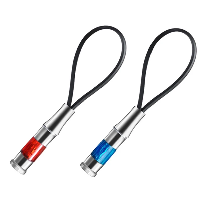 QM Car Static Eliminator Anti-Static Rod Silver Tone High Voltage Human Body Static Discharger Blue Red Keychain with LED