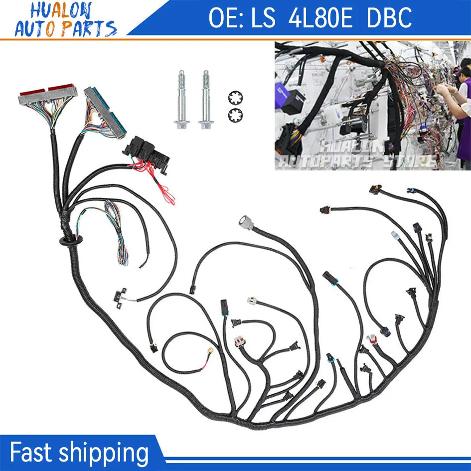 LS Engine Stand Alone Wiring Harness 4L80E Compatible with GM DBC LS1 Vortec 4.8L 5.3L 6.0L Engine 1997-2006 Drive by Cable