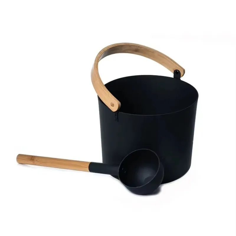 Color Spa Bucket for Sauna Accessories Aluminum 5 L Black 5L Traditional Sauna Computer Control Panel Dry Sauna Room Dry Steam