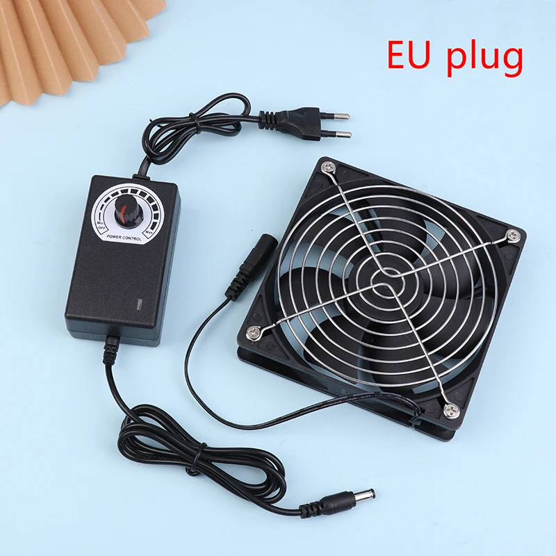 1pc 12cm 2700RPM Fan Cooling With Controller+2 Metal Mesh Covers 12V BTC Machine Chassis Workstation Cabinet Radiator Server Fan