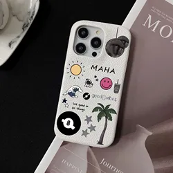 Personalised Customized Name Glitter Leather Case For iPhone 16promax 15 14 13 12 11 Pro Max Initials Letters DIY Engraved Cover