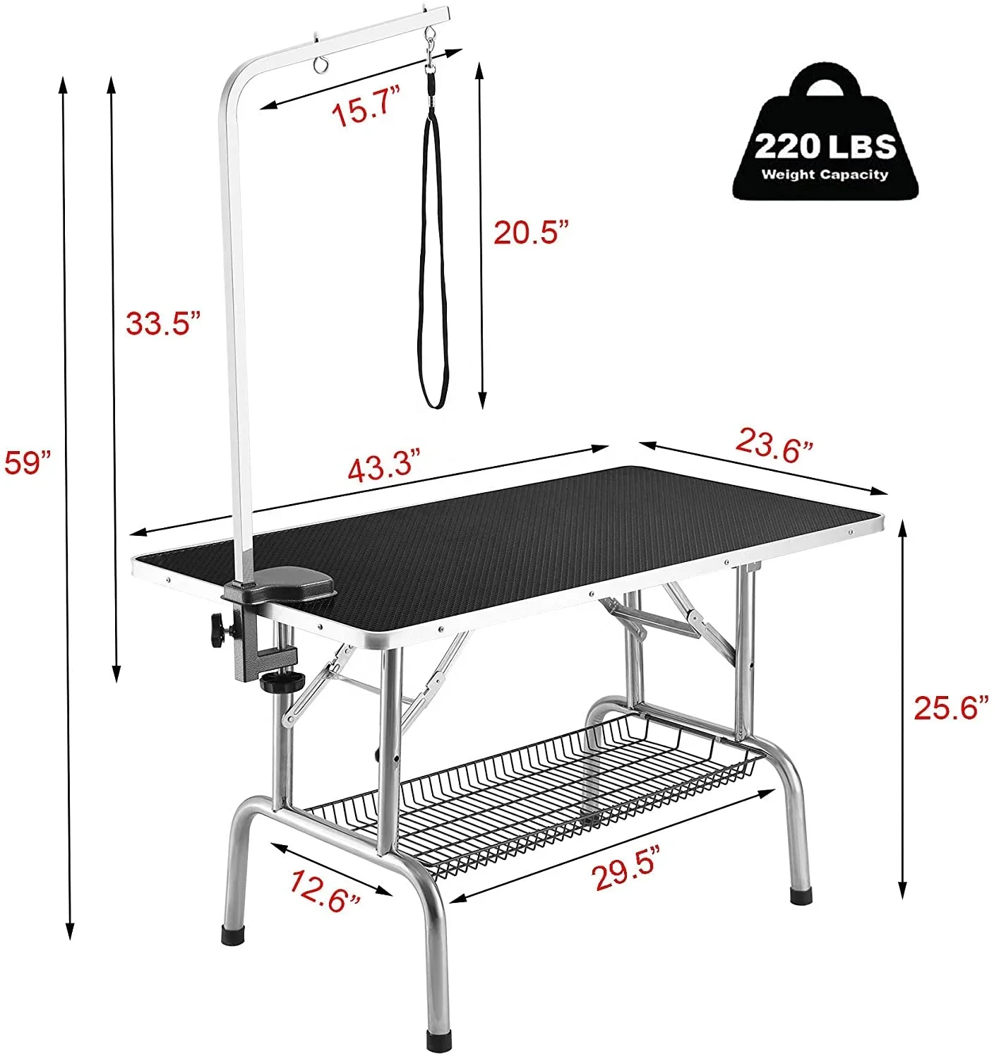 Wholesale OEM ODM High Quality Professional Foldable Adjustable Arm Heavy Duty Pet Dog Grooming Trimming Table