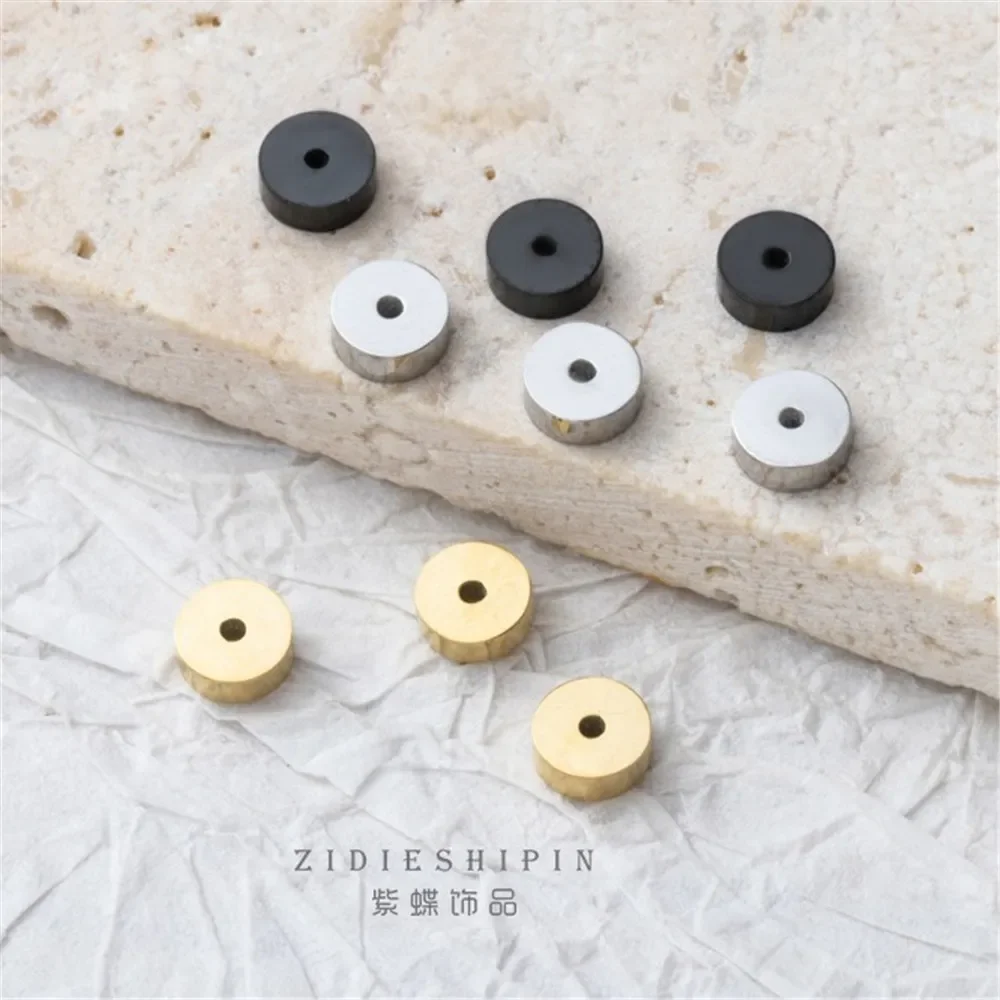 316 Titanium Steel Vacuum Plated 18K Gold Three-color Seiko Wenwan Smooth Surface Thick Spacer Right Angle Spacer Beads