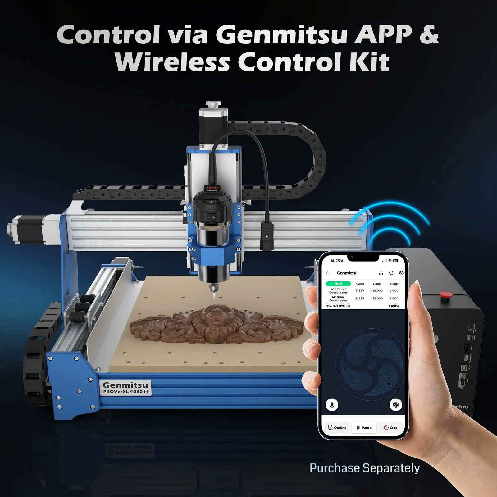 Genmitsu PROVerXL 4030S CNC Router Machine 710W Spindle 3-Axis Desktop Metal Wood Milling Machine Linear Rail Wireless APP Contr - view 5