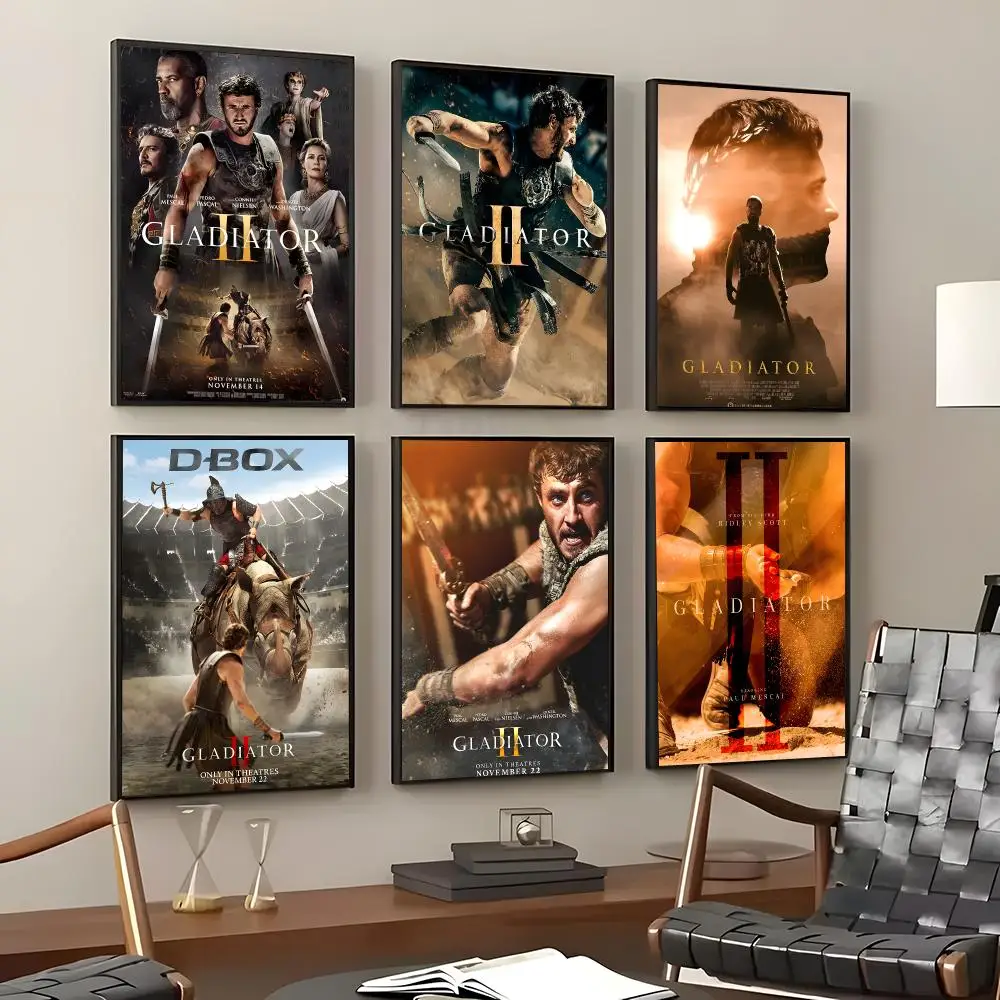 Movie Gladiator II Poster Self-Adhesive Waterproof Wall Stickers, Coffee Bar Home Wall Decor
