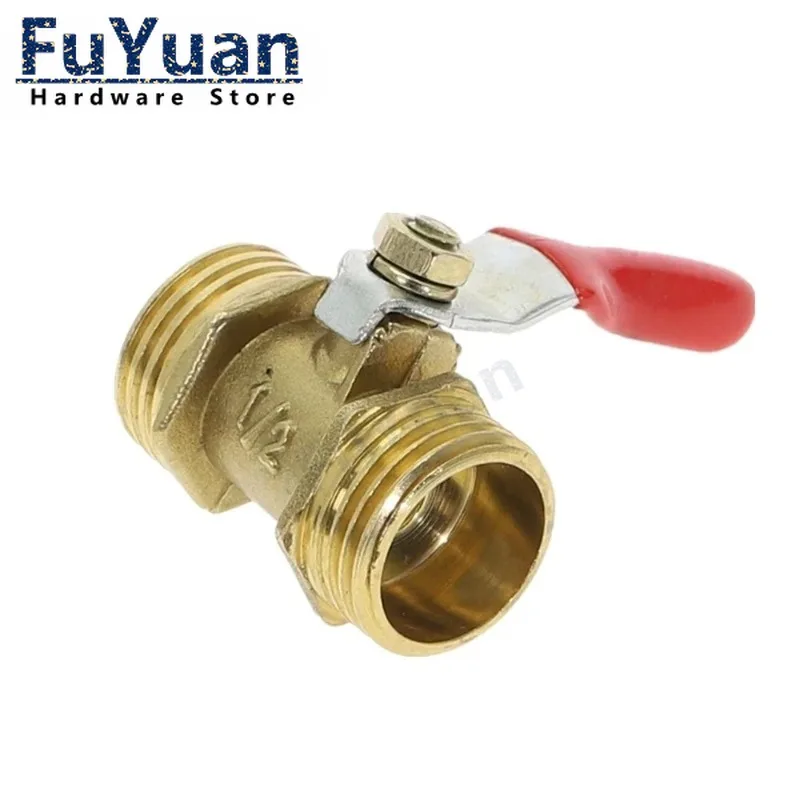 1Pcs Brass Ball Valve Male Thread Connector, Copper Pipe Fitting Joint Adapter for Plumbing, Various Sizes, 1/8 1/4 3/8 1/2