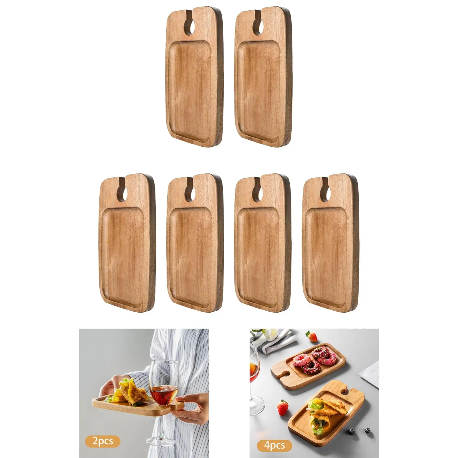 Wooden Wine Appetizer Plate with Glass Holder Snack Tray Charcuterie Board for Party and Picnic Serving