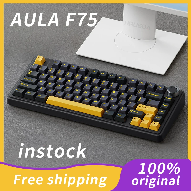 

AULA F75 Keyboard Customized Mechanical Full Key Hot-swappable Wireless Tri-mode Bluetooth 2.4g PC E-sport Game Keyboar Original